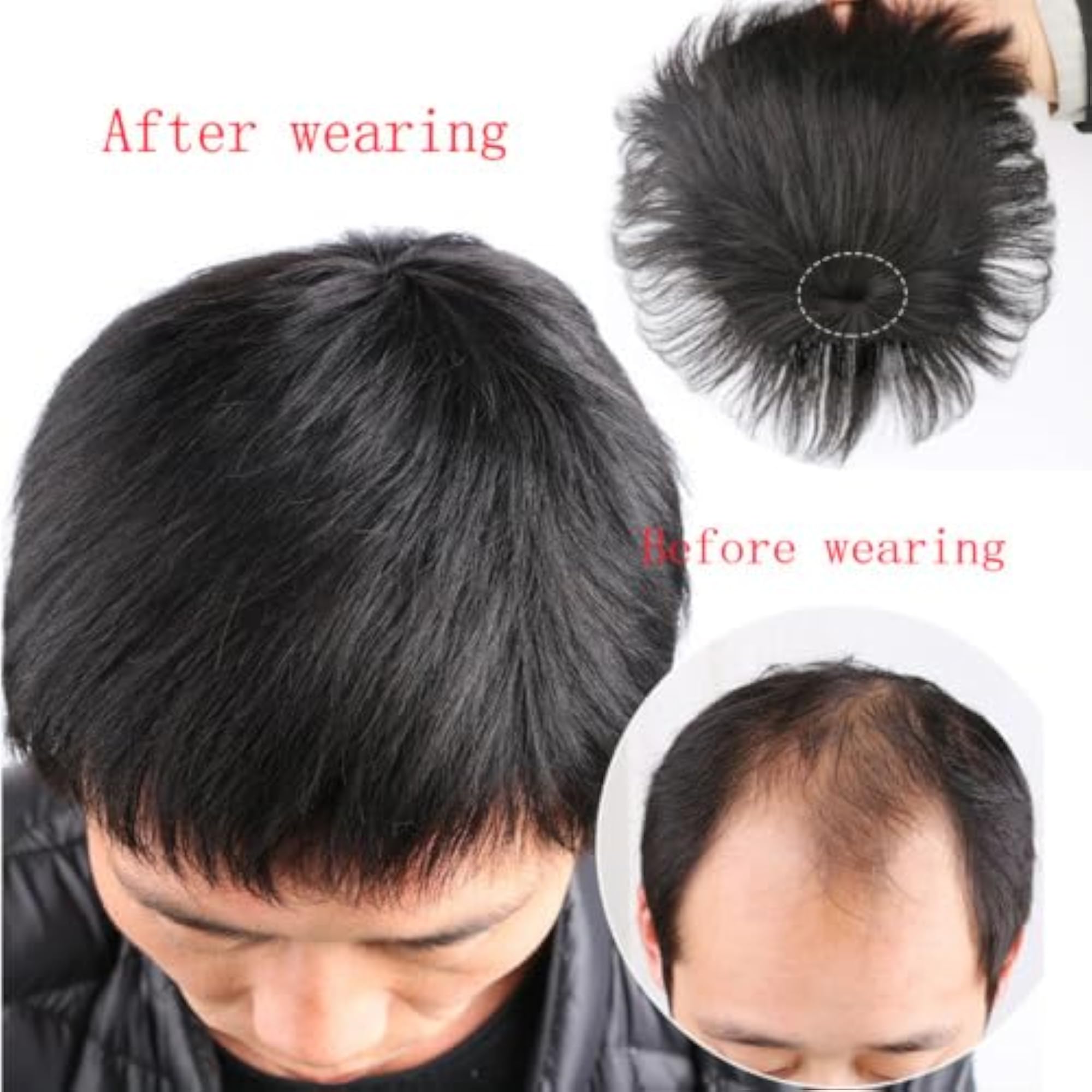 Men's Human Hair Toupee with PU Around